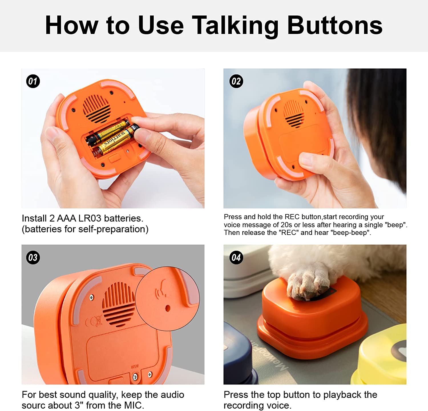 Vocal Pet Training Buttons